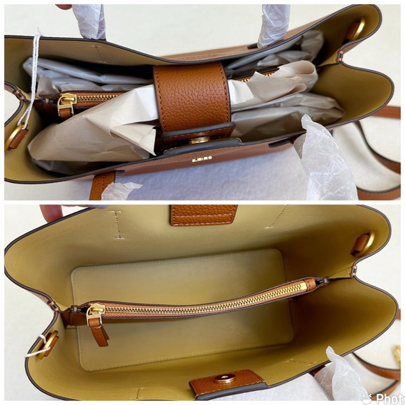 Tory Burch NEW with Tags Blake Leather Small Tote Crossbody in Bourbon Cornbread - Picture 9 of 16